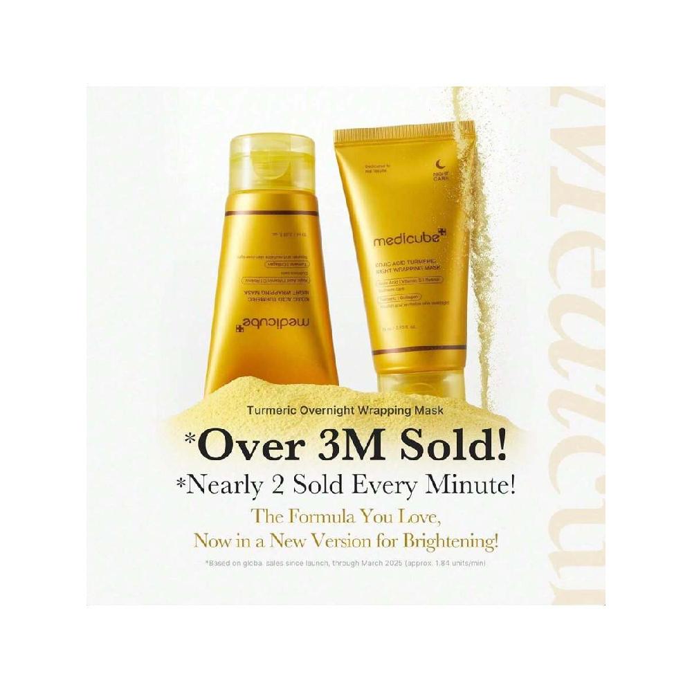 Medicube Kojic Acid Turmeric Night Wrapping Mask 75ml Nourishes Dull, Uneven Skin With Hydrolyzed Collagen For Glowing Skin And Skin Firmnes.