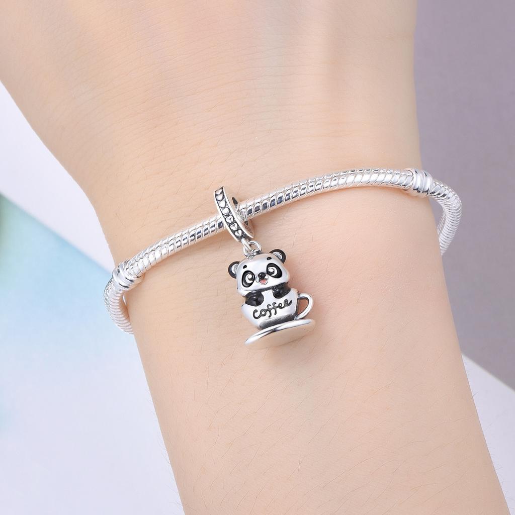 Copper Panda Coffee Animal Beads Original Pendants Bracelet Charm Jewelry Party Diy Trendy Gifts