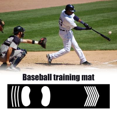Baseball Hitting Mat with Footprint Guide Non-slip Shock Absorbing Baseball Batting Mat Beginner Baseball Trainer Softball Pitching Batting Training