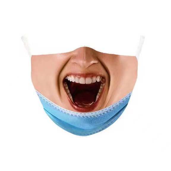 Creative Funny Face Mask With Adjustable Ear Loops Unisex Summer Winter Allseason