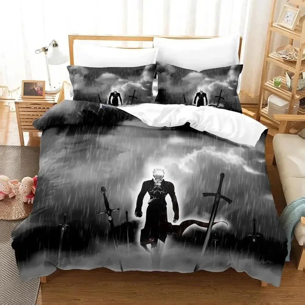 3D Print Anime FateStay Night Unlimited Blade Works Bed Set Duvet Cover Pillowcase Bedding Set Bed Linen Sheet Quilt Cover Full
