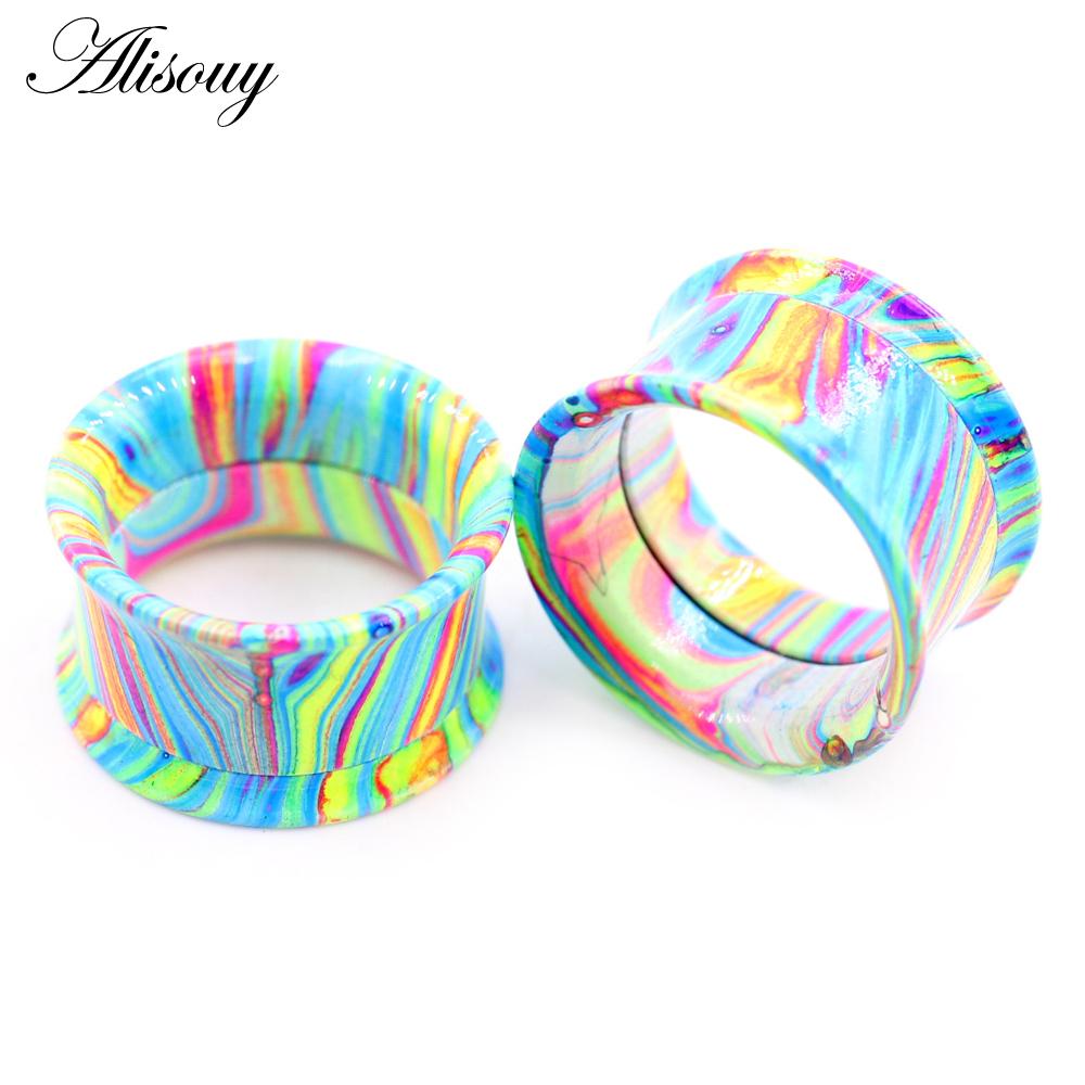 

Alisouy 2PCS Фарба для випікання Нержавіюча сталь Гвинт Тунельні заглушки для вух Розширювач Розтяжка Подвійний розкльошений калібр Ювелірні вироби для пірсингу 14mm