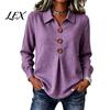 Lightweight Breathable Tops Women Button Down Shirt Blouse, Long Sleeve V Neck Loose Flowy Wrinkle Resistant Soft Skin Friendly Tunic Shirt,
