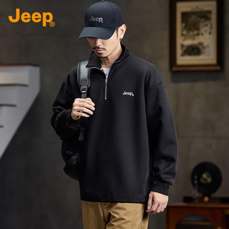 Jeep Men's Casual Half-Button Polo Sweatshirt