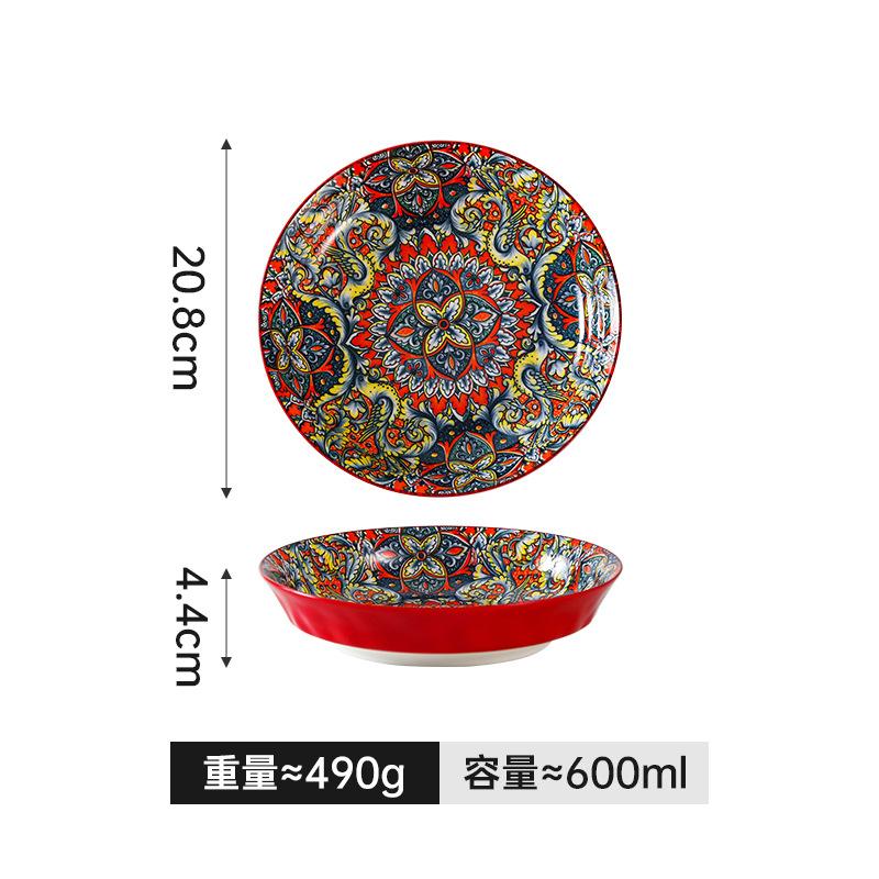 Handmade Ceramic Dinnerware Set Boho Moroccan Style Multicolor Gift Set Plates & Bowls Colorful Ceramic Plates