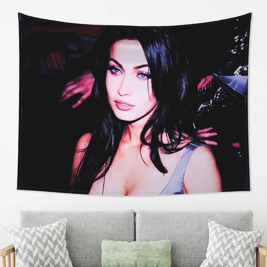 Megan Fox Tapestry Wall Hanging  Stylish Black  White Print HighQuality Polyester Fabric Perfect for Living Room Bedroom