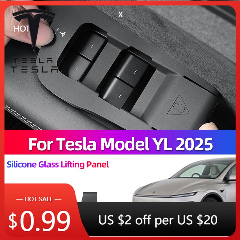 Car Sticker For Tesla Model YL 2025 Car Window Opening Button Sticker Silicone Glass Lifting Panel Car Modification Accessories 