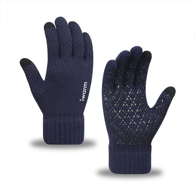 Men'S And Women'S Knitted Touch Screen Gloves Winter Outdoor Cold Protection Warm Plush Jacquard Gloves
