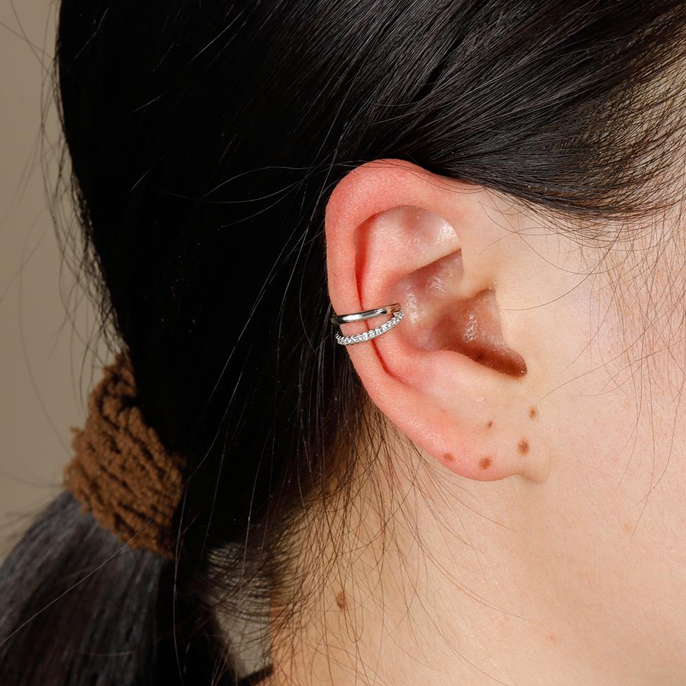 1PC Stainless Steel Zircon Clip Earrings Female Buckle Ear Cuff No Piercings Fake Cartilage Ear for Women Fashion Jewelry