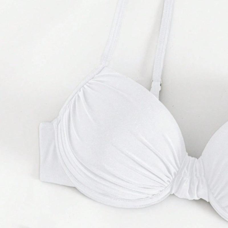 2026 Sexy Bikini Export Women's Separate Swimsuit Steel Support Pure Color Women's Dress