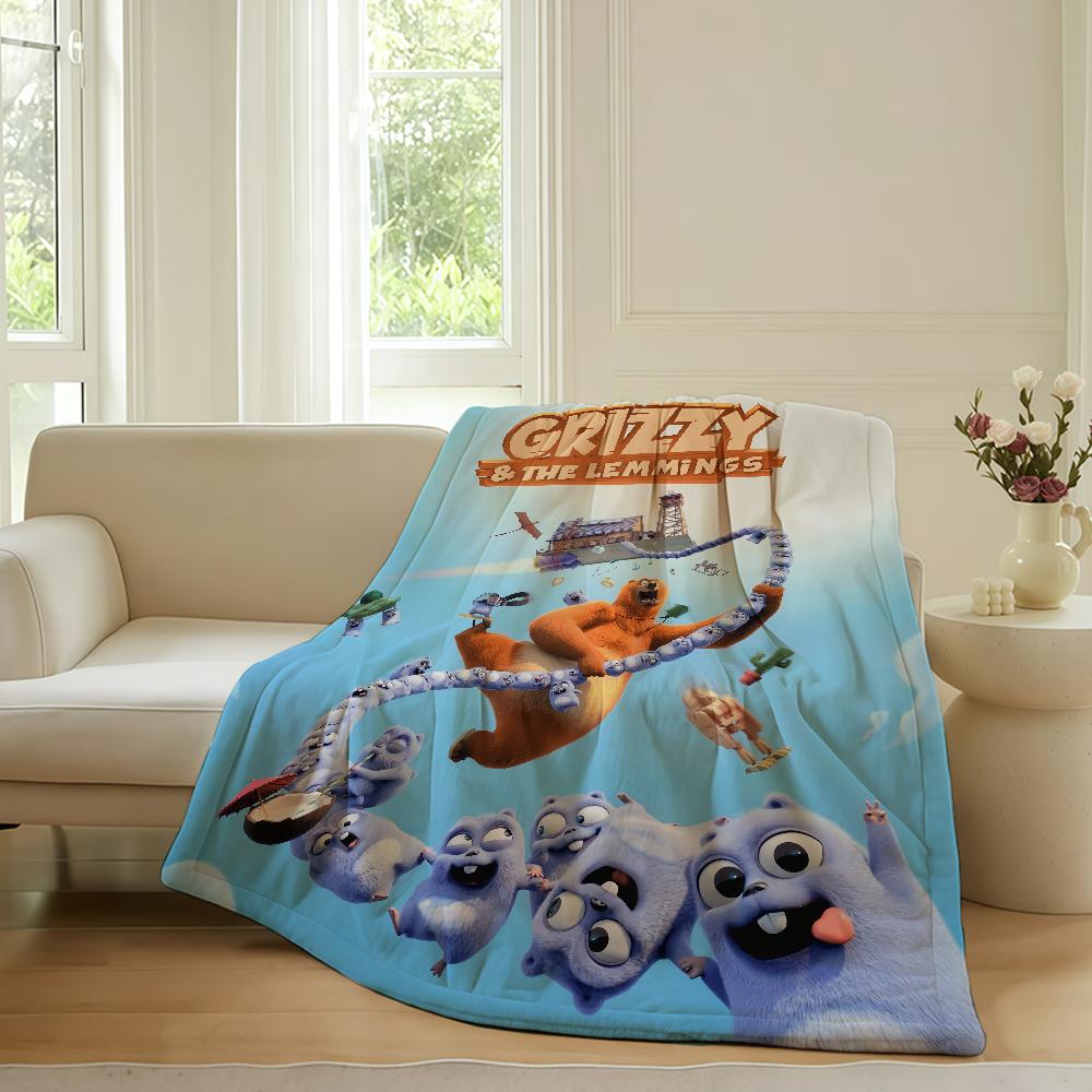 Funny G-Grizzy and The Lemmings Blanket Warm Soft Suitable For Bedroom Sofa Bed Living Room Office Travel Camping Gifts