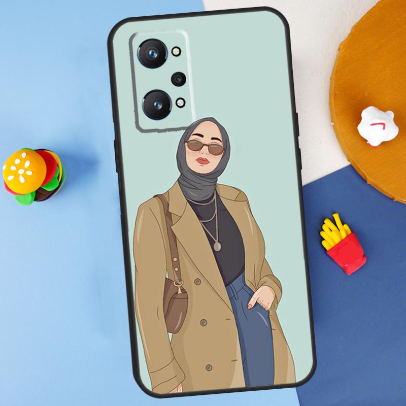 Muslim Islamic Arabic Hijab Gril For Realme C55 C67 C61 C75 C53 C51 C21Y C25S GT 6 6T 5 GT7 Pro 10 11 12 13 14 Pro Plus Case