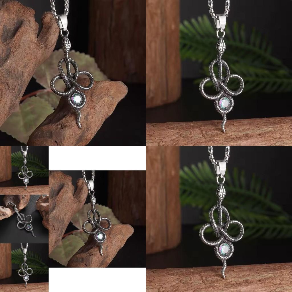 Vintage Snake Pendant Necklace With Gemstone Accents For Unique Fashion Statement