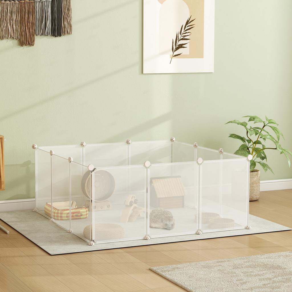 Modular Metal and PP Playpen for Puppies and Small Animals, 12 Panels, 35x45cm, White