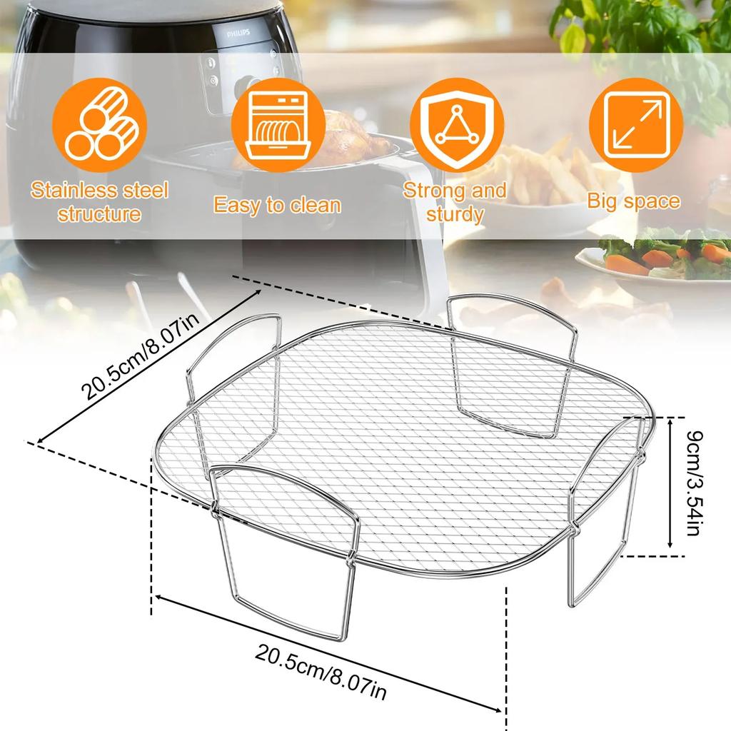Air Fryer Rack Stackable Grill Stainless Steel Air Fryer Oven Grill Steamer Household Kitchen Cookware Small Tools