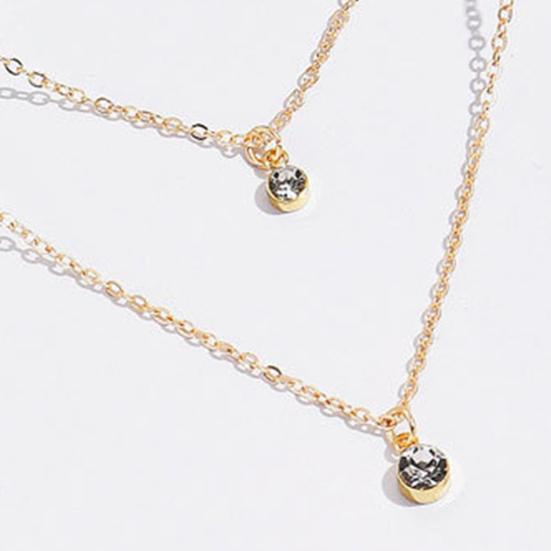 Colier pentru femei pandantiv rotund cu strasuri, reglabil în trei straturi, cu lungime extinsă, pentru petrecerea de absolvire, pentru gât, bijuterii, colier de nuntă