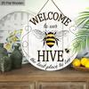 Garden Decoration, Wooden Hanging Decorative Signs, "WELCOME" Logo, Bee Pattern, 2D Graphic Products, Housewarming Gifts for Friends