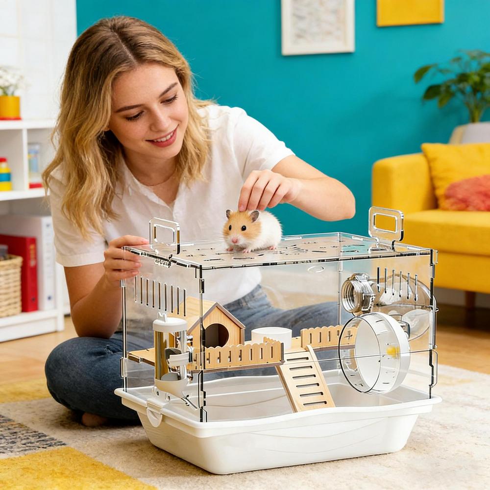 Acrylic Hamster Cage Transparent Cage For Animal Small Pet Spacious Habitat For Gerbil Chinchilla Bunny Ferret Hamster Dwarf