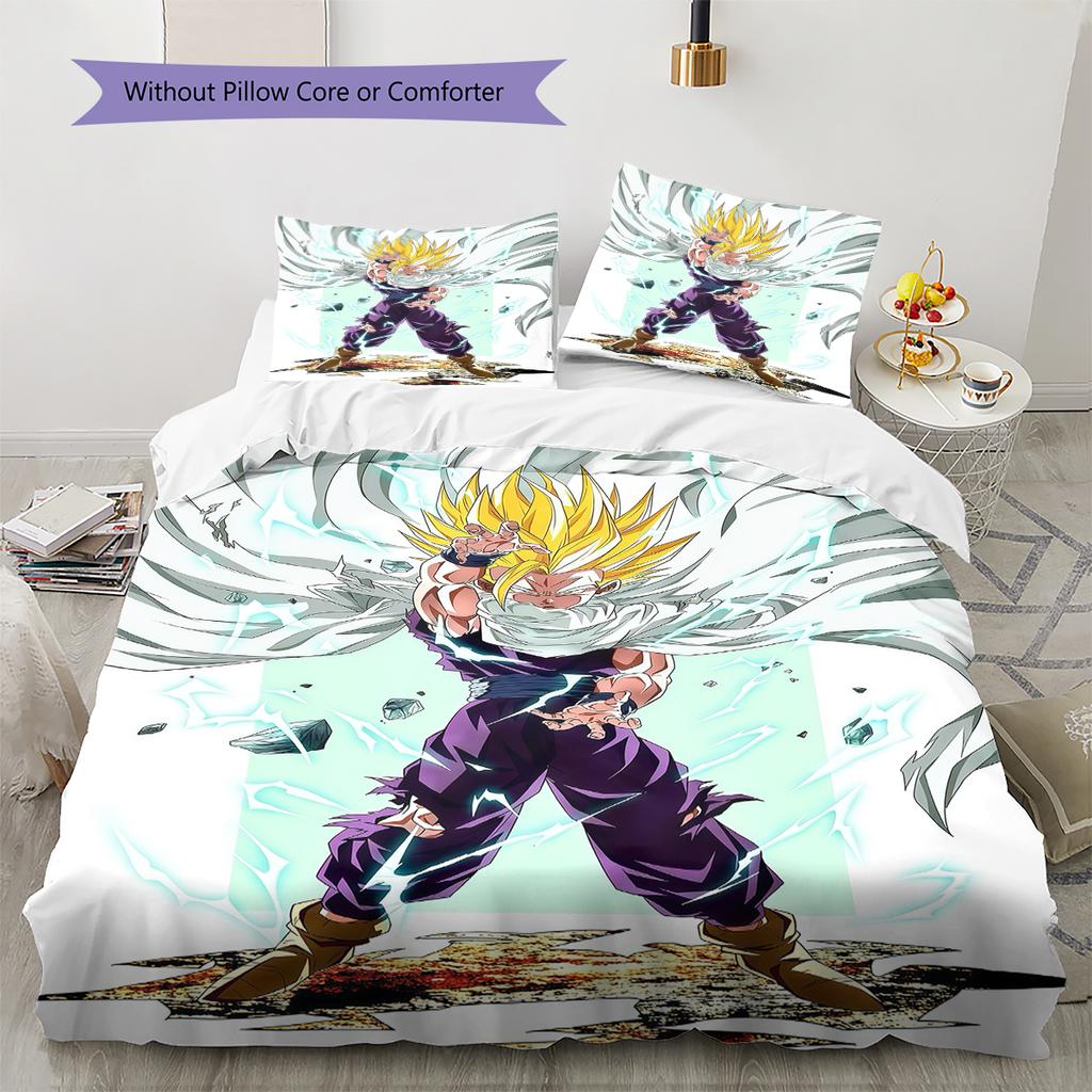 Ropa de cama con patrón de Vegito, Juego de colcha, Funda de colcha, Funda de almohada, Regalo de cumpleaños para el hogar (1 * funda nórdica + 2 * fundas de almohada, sin núcleo)