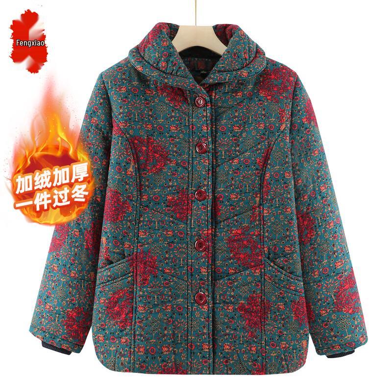 

Женская зимняя хлопковая куртка на флисовой подкладке для пожилых 3XL