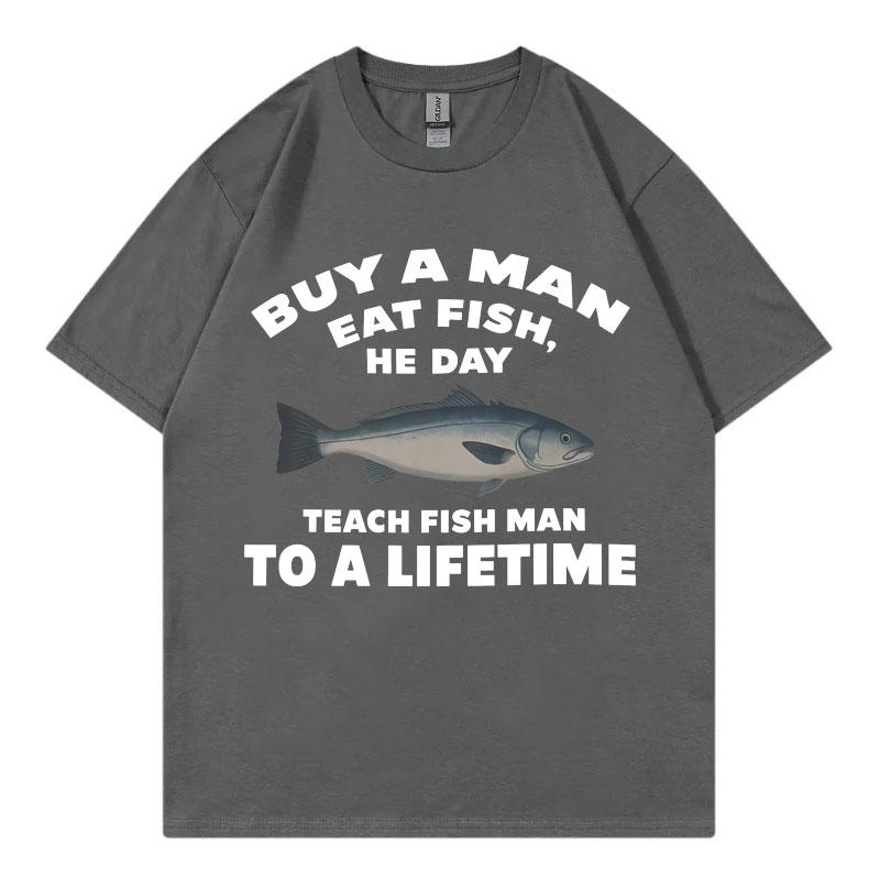 Buy A Unisex Eat Fish Funny Meme T Shirt High Street Fashion Trend Short Sleeve Tshirts Unisex Unisex Casual 100cotton Summer Tshirt