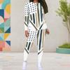 Women Plus Size White Round Neck Long Sleeve Printed Top And Fitted Pants Two Piece Set