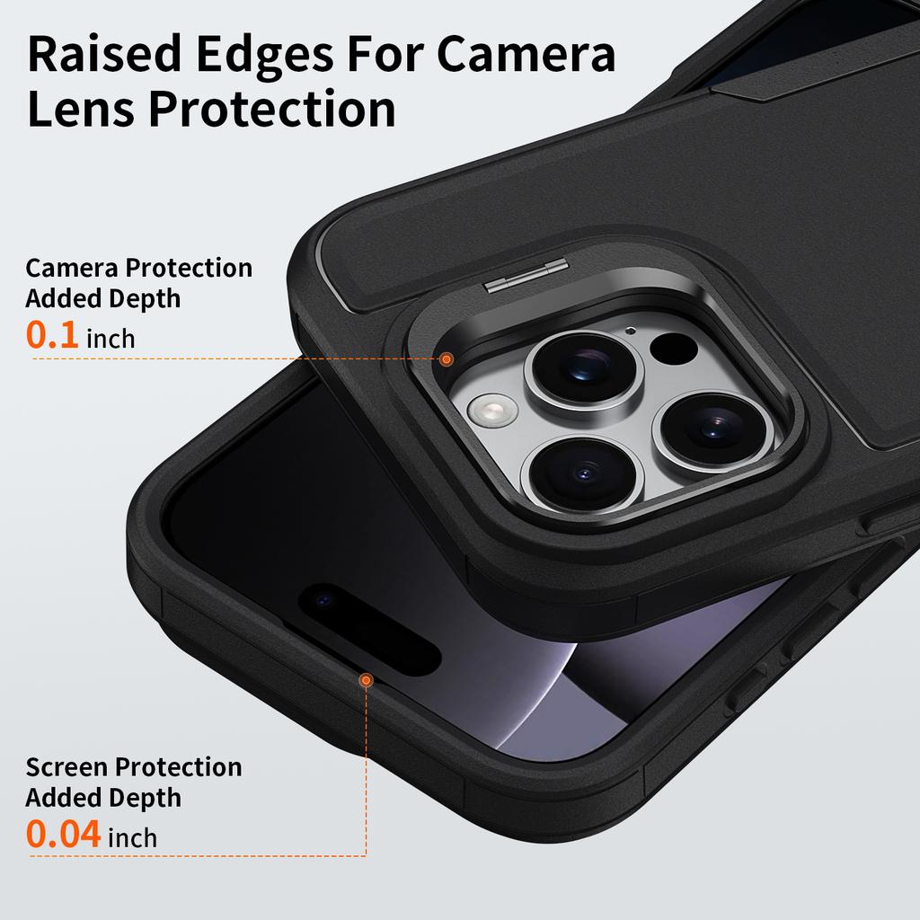 Shockproof Dual Layer Case for Iphone 17 Pro Max 16 Plus Iphone16 Iphone17 Ip17 Stand Holder Mobile Phone Accessories