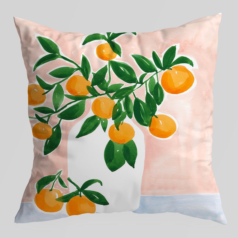 Abstract Green Plant Figures Seascape Pillow Cover Nordic Ink Painting Short Velvet Sofa Car Pillow Cushion Cover