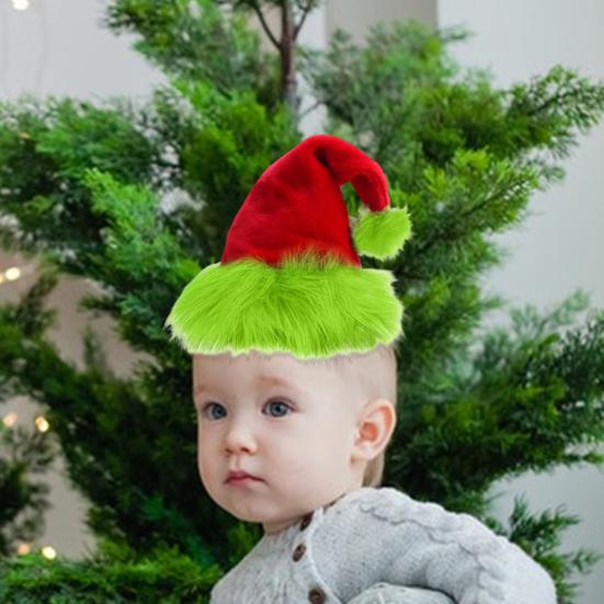 Christmas Hat Fluorescent Green Plush Retro Design Party Hat Christmas Scene Decoration Festive Atmosphere Christmas Accessory