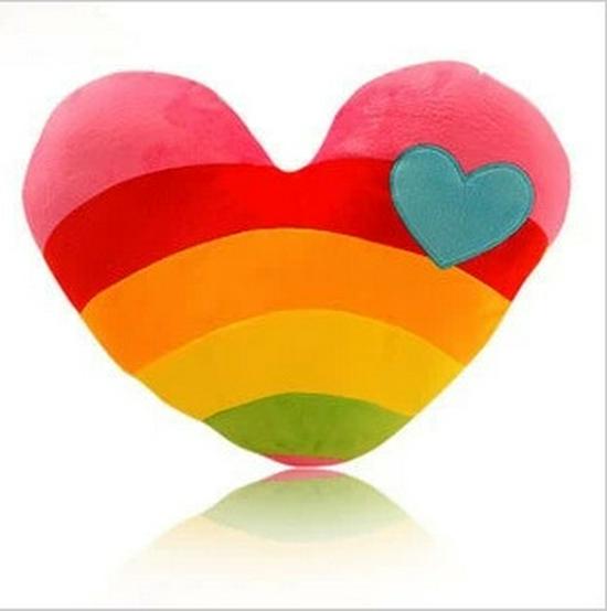 Rainbow Heart-Shaped Couple Cushions - Cute and Creative Holiday Gift 40x38 cm