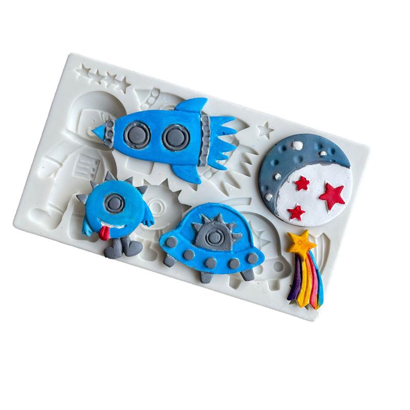 Astronaut Fondant Mold Universe Spaceship Planet Astronauta Chocolate Candy Cookie Mould Cake Decorating Tools Cupcake Topper