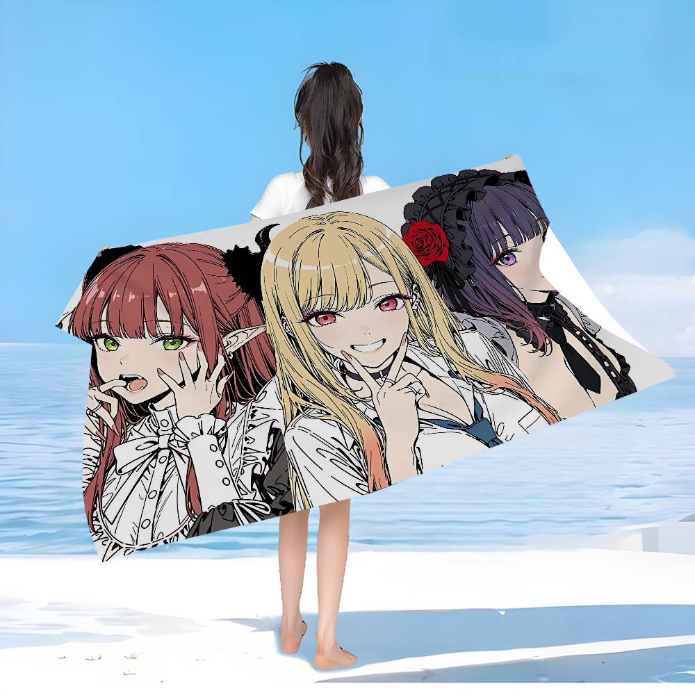 My Dress Up Darling Anime Beach Towel Colorful Bath Towels for Microfiber Quick Dry Custom Sand Free Beach Yoga Spa Gym Pool