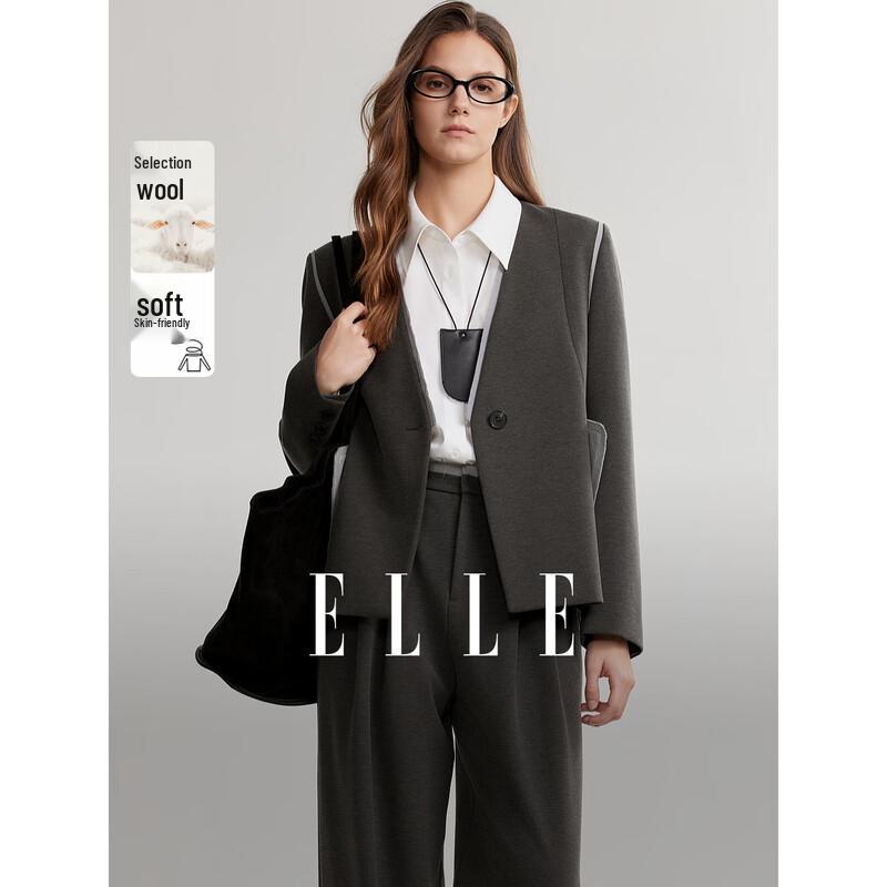 ELLE Lambswool Blend Colorblock Blazer L
