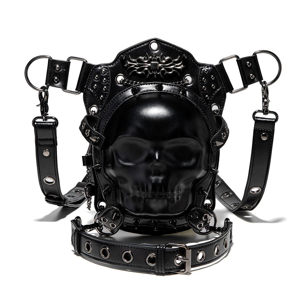 Dunkle Punk-Schädel-Frauen-Kleine Umhängetasche Mit Kette Und Nieten Für Den Täglichen Stil