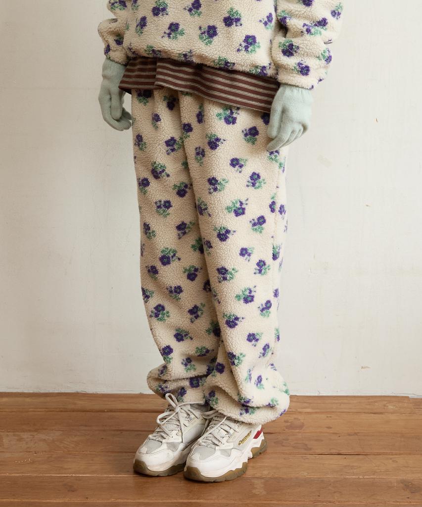 FUNFROMFUN Fleece Banding Jogger Pants, Floral