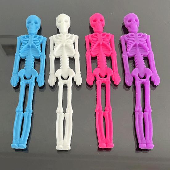 4 stk. Skeletlegetøj Lyse Farver Letvægt Lugtfri Miljøvenligt Halloween Strækbart Afstressningslegetøj til Børn