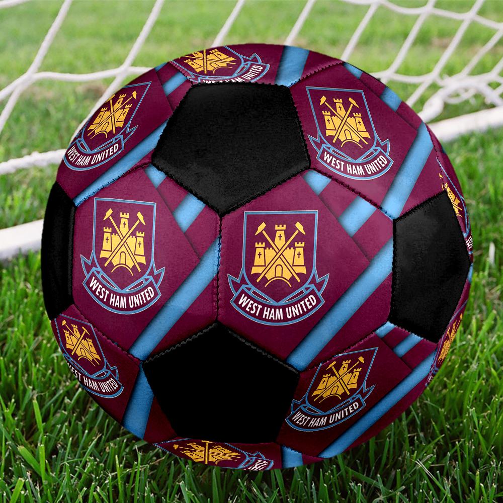 SIZE 5 West Ham United FC Soccer Ball Colorful All Ages Machine Stitched PVC Competition Ready Durable High-Bounce