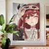 Mein DressUp Darling Marin Kitagawa Dämonenmädchen Wandteppich Rotes Haar Elfenohren Anime Wandbehang für Gothic Schlafzimmerdekoration