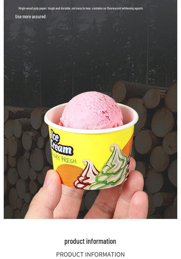 Disposable Ice Cream and Yogurt Paper Cups and Bowls for Tasting