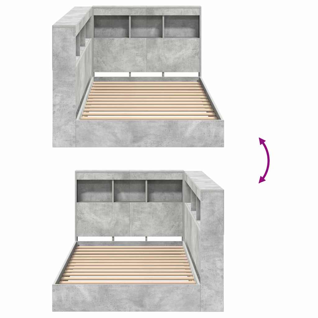 Bookshelf Bed Concrete Grey 75 x 190 cm Particleboard