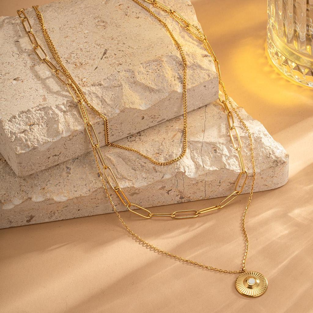 Women's High-End European & American Multi-Layer Titanium Steel Necklace, All-Match Stainless Steel Chain, Non-Fading