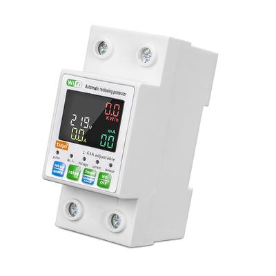 Tuya WiFi Intelligent Circuit Breaker Backlit Single Phase Energy Meter Auto Reclosing Protector with LCD Display