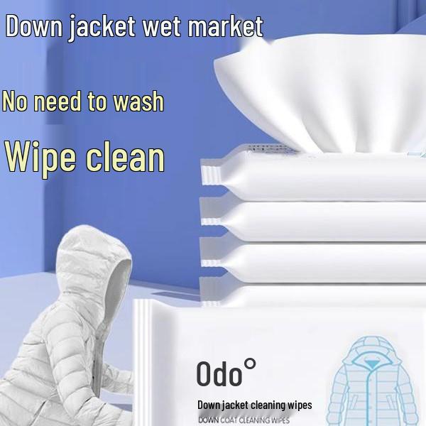 8-Pack Down Jacket Cleaning Wipes - Removes Clothing & Oil Stains