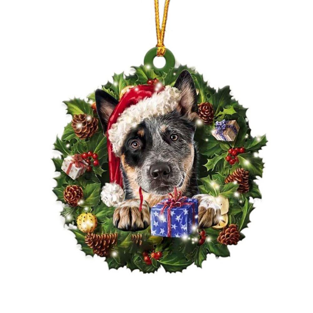 2D Weihnachtshund Acryl Anhänger Hängender Acryl Weihnachtsbaum Anhänger 8cm Dekorative Weihnachtshunde Schmuckstück Fenster