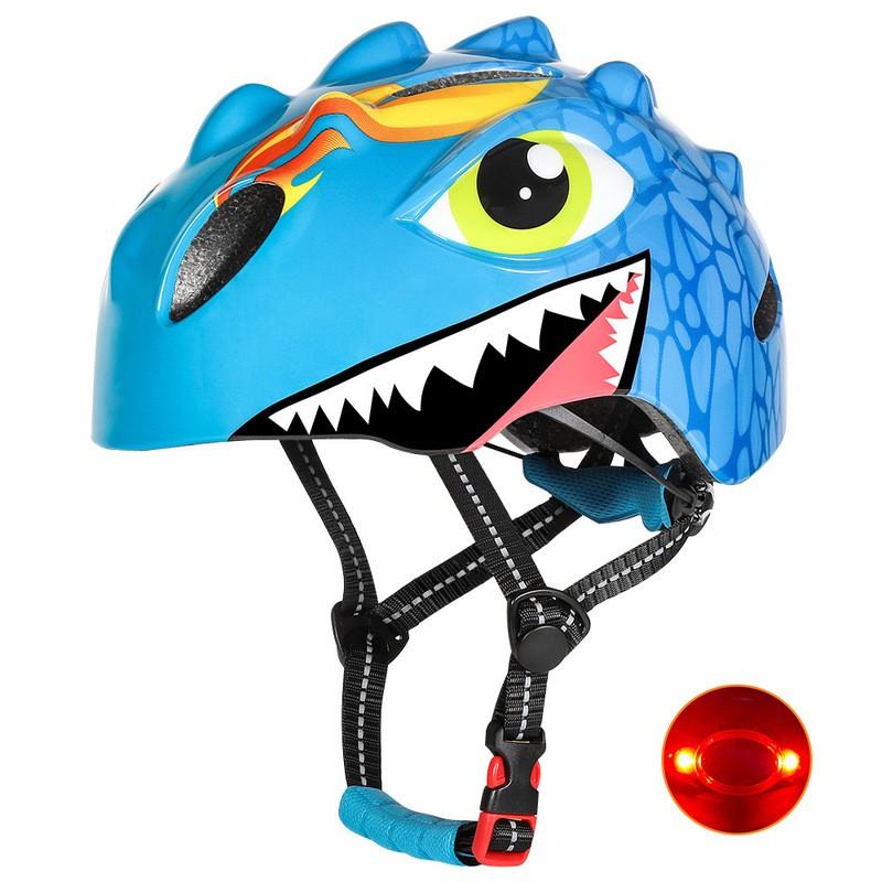 Kids Cycling Protective Gear Safety Helmet Scooter Balance Bike Skateboard Universal Fit With Rechargeable Taillight Blue - Rechargeable Taillight