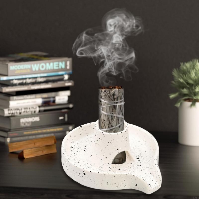 62KD Incenses Holder with Ashes Catcher Tray for Relaxation Ceramics Bowl