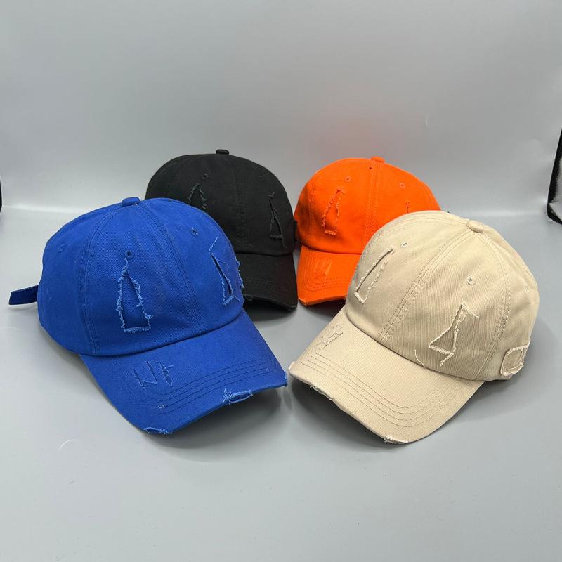 Old ripped baseball cap male personality retro fried street ins trendy hat versatile youth soft top solid color cap female