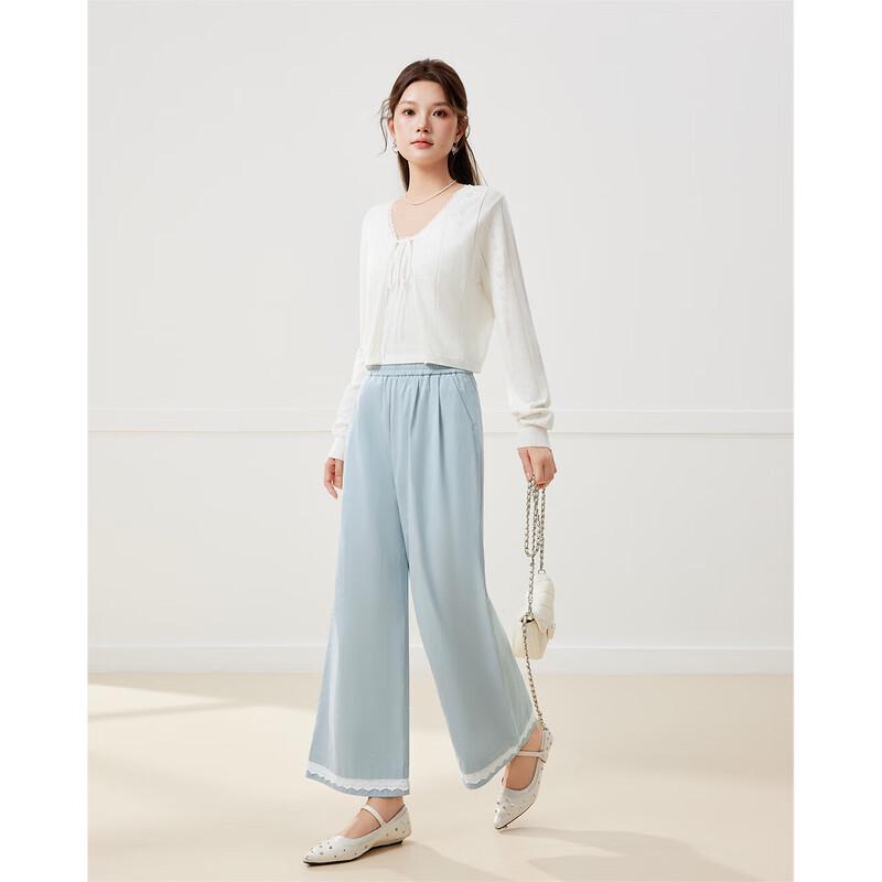 IEF Women's Korean Style Cropped Wide-Leg Pants
