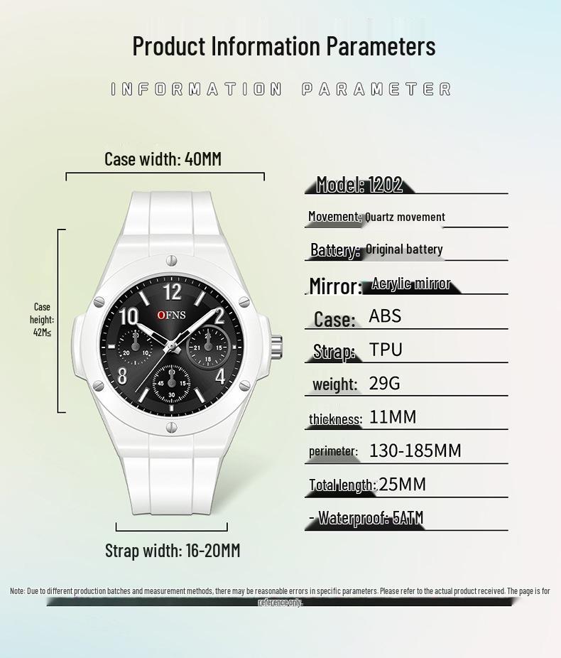 Oufanni Unisex High School Waterproof Quartz Watch for Students - Luminous, Ideal for Exams