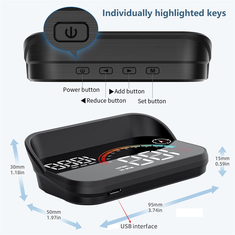 M22 HUD per Auto Head Up Display Universale Digitale GPS Tachimetro HD LCD Proiezione su Vetro Parabrezza Proiettore Per Tutte le Auto
